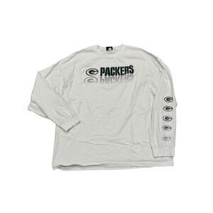 Green Bay Packers NFL Team Apparel Long Sleeve T Shirt Mens 2XL White LOGO
